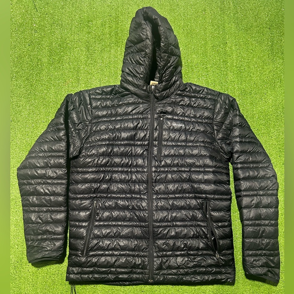 Patagonia Jacket Adult Medium Black Ultralight Puffer Goose Down Hoody Mens